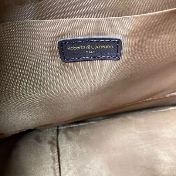 Roberta di Camerino Brown Italian Leather Trim Monogram Tote Bag - Picture 9 of 9
